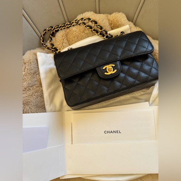 💞Authentic💞Chanel Classic Double Flap Bag Quilted Caviar Small Black GHW - Picture 13 of 14
